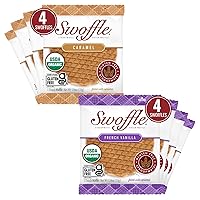 Vista 5 de Stroopwafels orgánicos certificados sin gluten por Swoffle - Relleno de caramelo y vainilla francesa (2) estuches, (16) de cada sabor Obleas