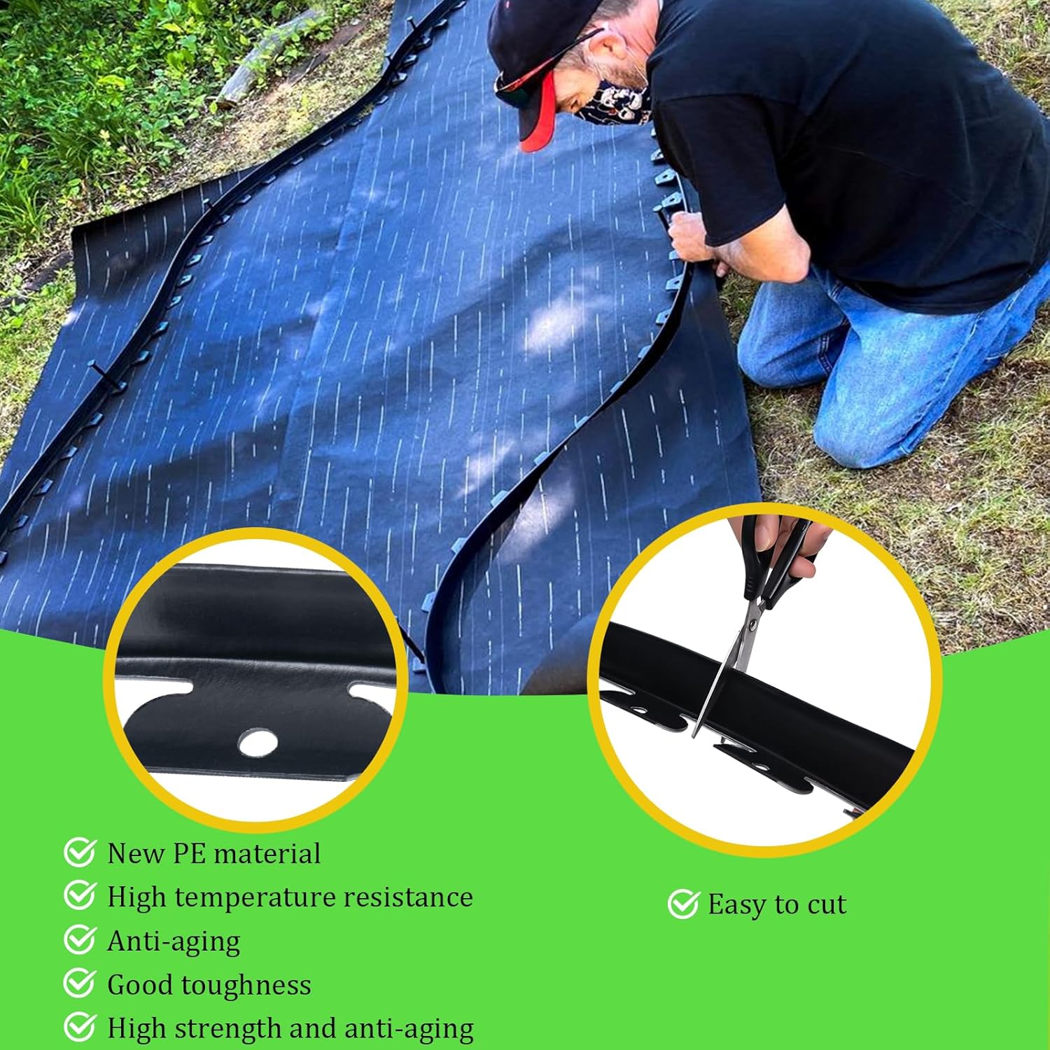 Landscape Edging 2 Inch Tall 100 FT, Garden Edging Border with 5 Pcs Connectors and 60 Pcs Anchoring Spikes for Garden Flower Beds Yard Lawn