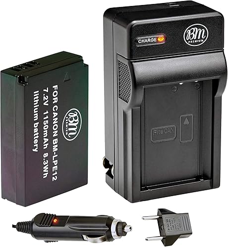BM Premium Kit de batería y cargador LP-E12 para cámaras Canon EOS-M, EOS M2, EOS M10, EOS M50, EOS M50 Mark II, EOS M100, EOS M200, SX70 HS, Rebel