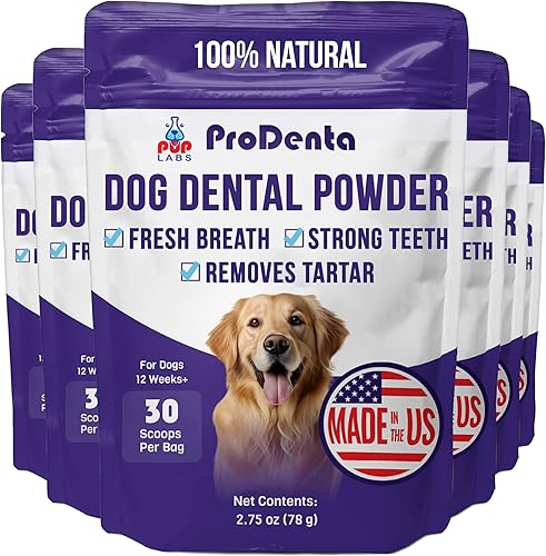 Miniatura 8 de ProDenta, Polvo dental para perros totalmente natural para limpieza de dientes, polvo dental para dientes de perros con refrescante del aliento.