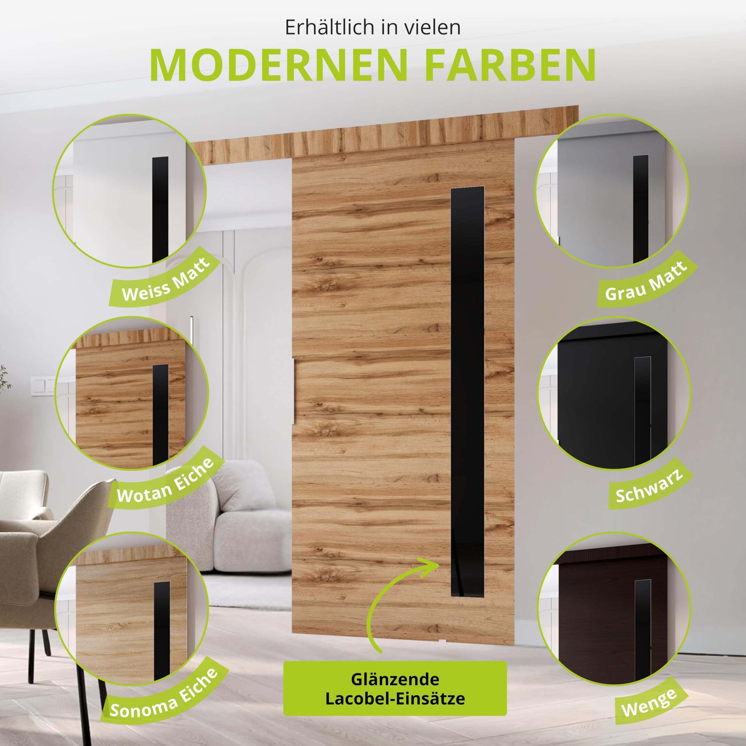 MINIO go for it - Schiebetür Komplettset CLEAN G Schiebetüren 96 cm Breit