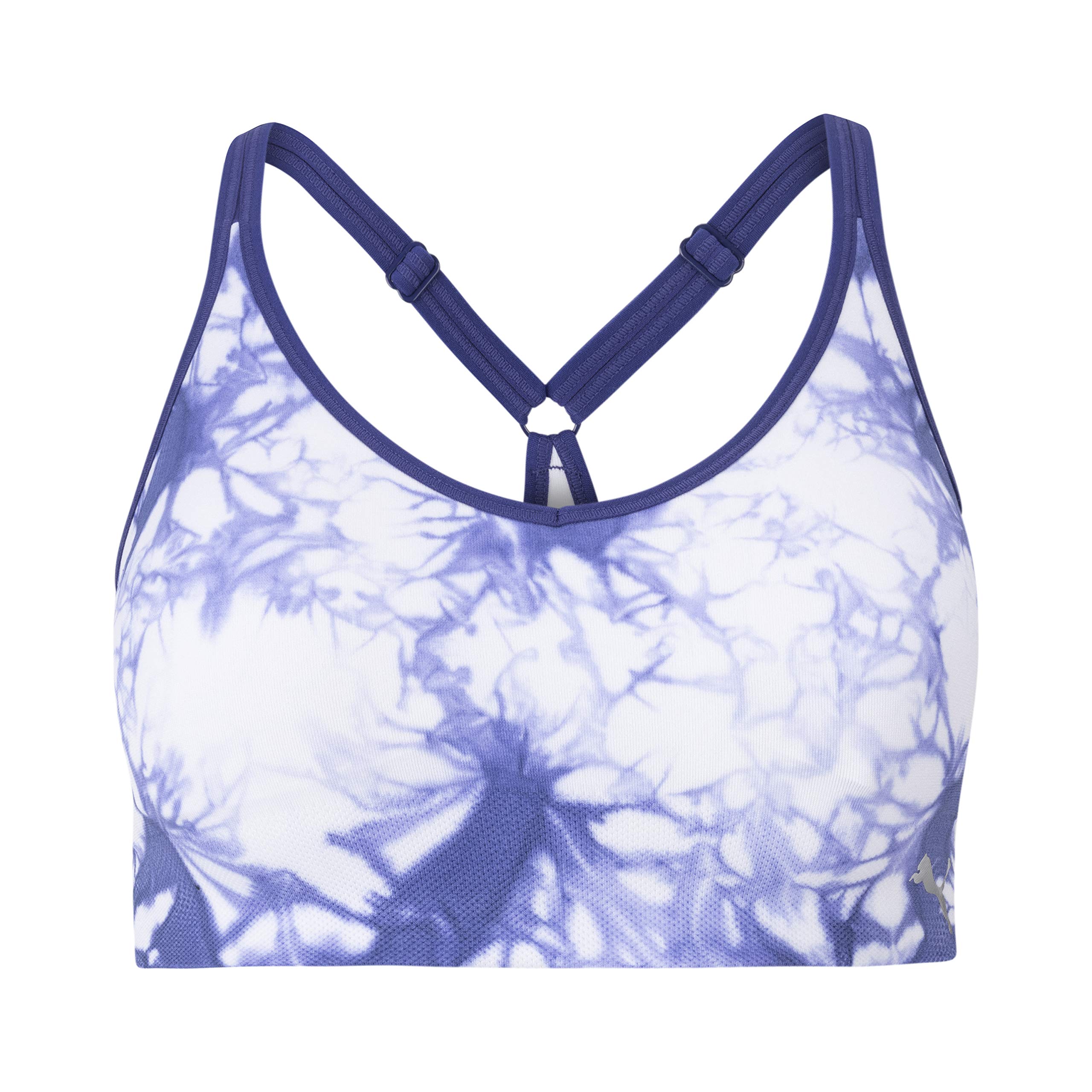 PUMA Women's Tie-Dye Seamless Sports Bra, Hazy Blue, Large
