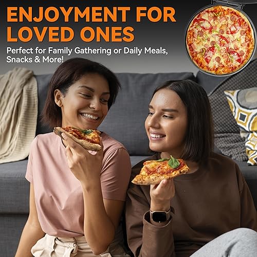 Miniatura 2 de Baker's Friend Pizza con control de temperatura, horno eléctrico para interiores con placas antiadherentes de 12 pulgadas, 1400 W, grafito