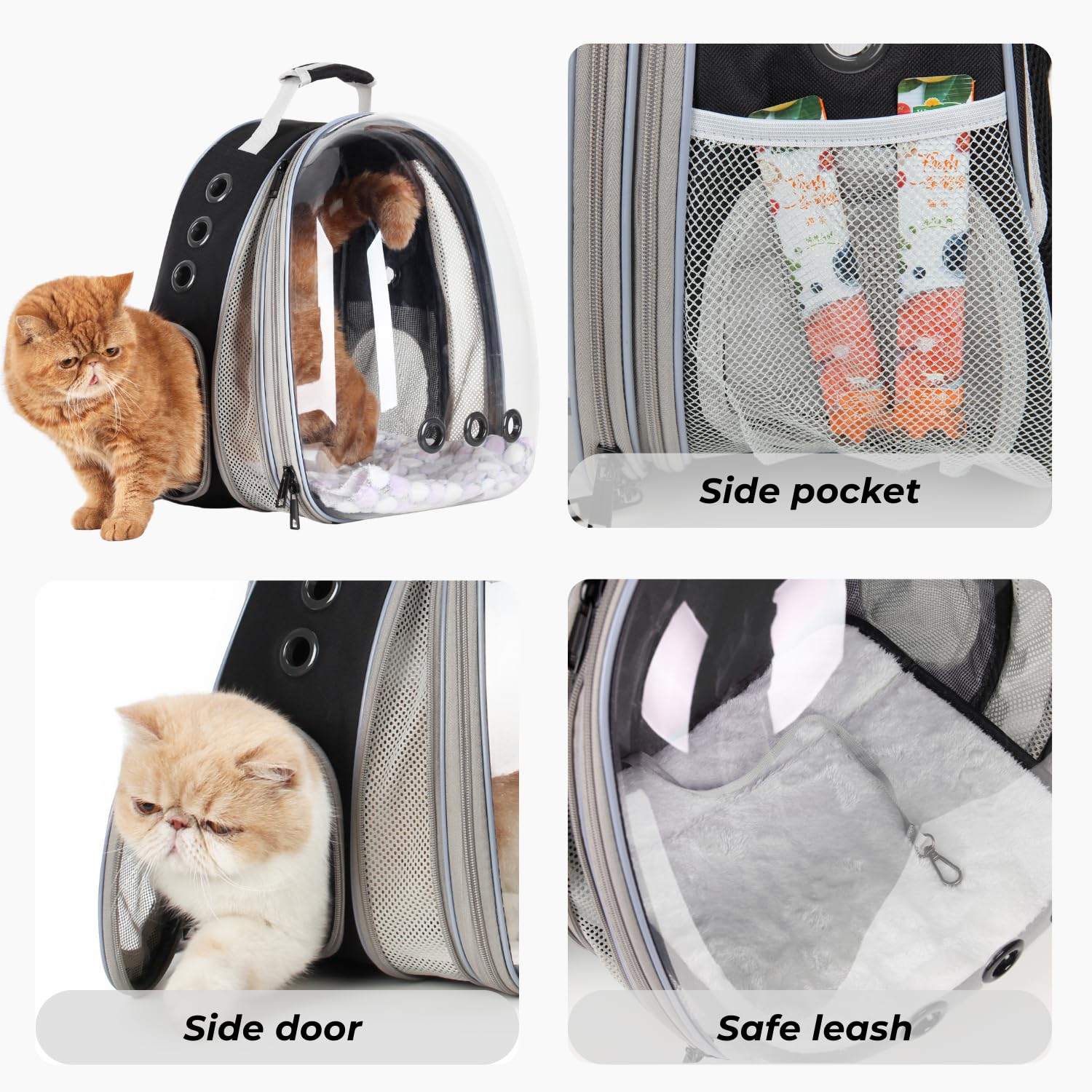 Lollimeow Cat Carrier Backpack, Expandable Bubble Pet Carrier for Cats and Small Dogs, Airline Approved Travel Backpack for Hiking, Walking & Outdoor Adventures - Supports up to 16 lbs - image 6