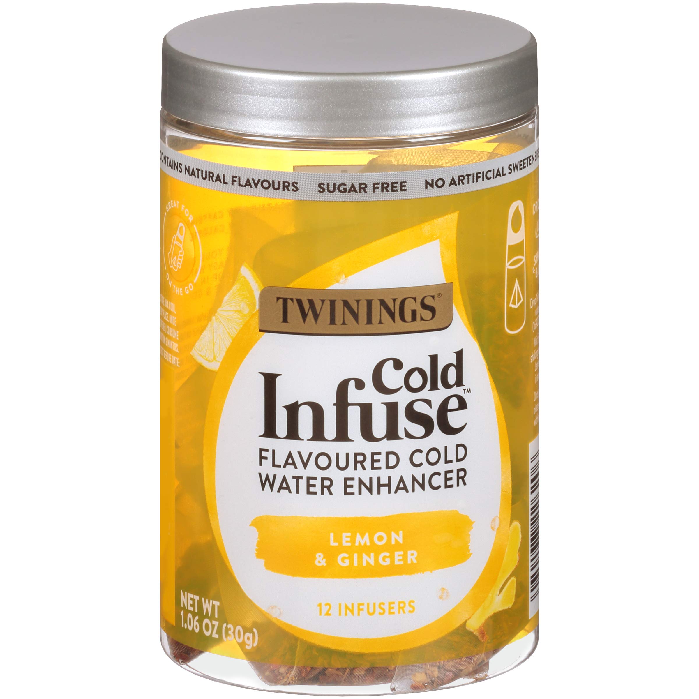 TwiningsCold Infuse Flavored Water Enhancer, Lemon & Ginger, 12 Infusers (Pack of 6)