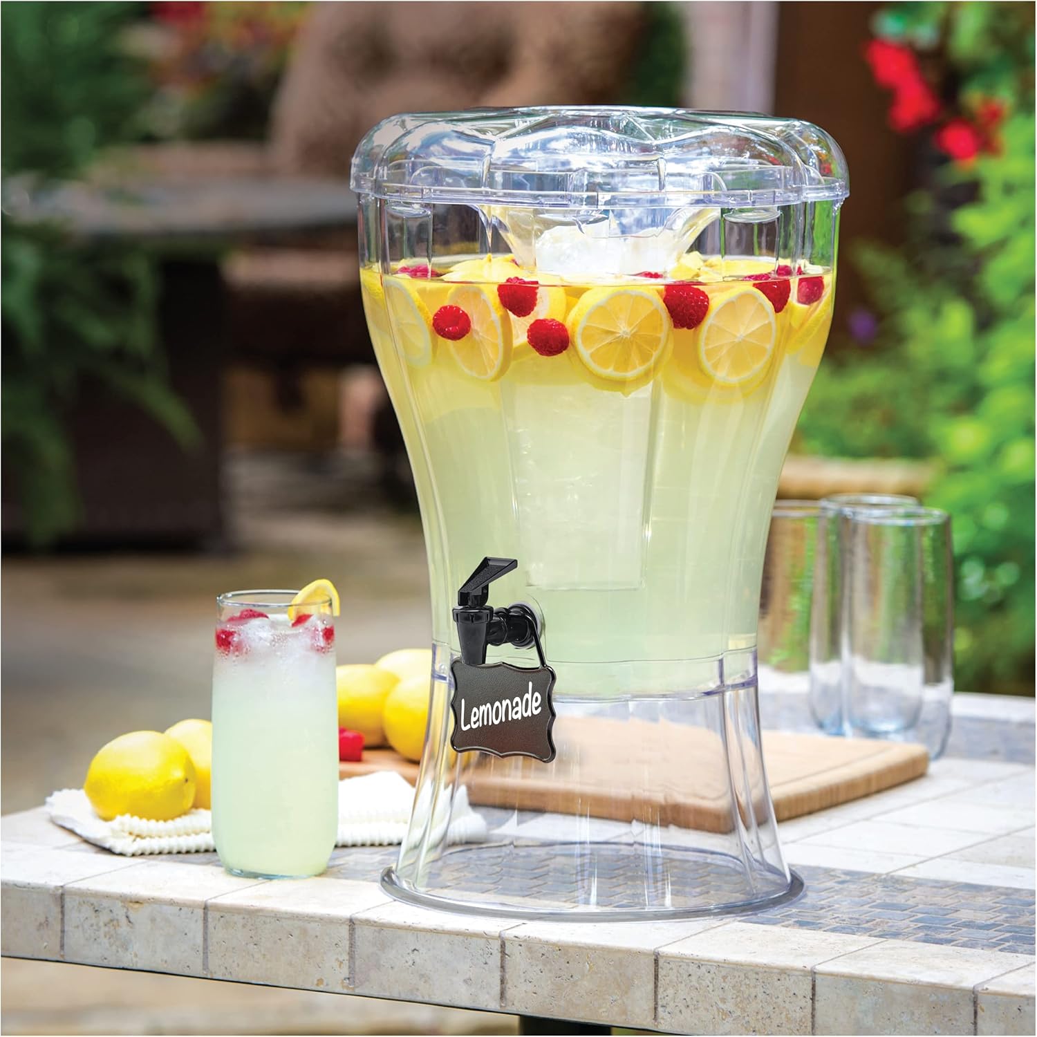 Buddeez 3.5 Gallon Clear Drink Dispenser - Built In Ice Cone and Spigot for Easy Pouring - Party-Perfect Serving Station with Chalk Board Tag - Image 6