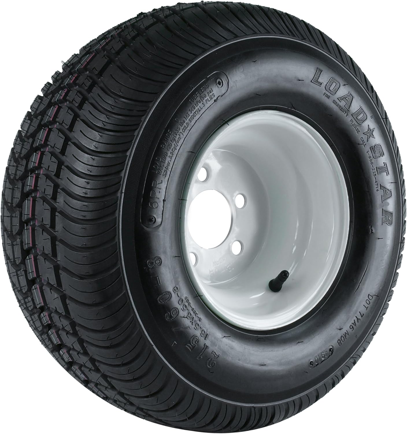Kenda Loadstar (8x7"/5x4.5") Wheel with White Powder-Coat Finish LRC and Trailer Tire Assembly (215/60-8)