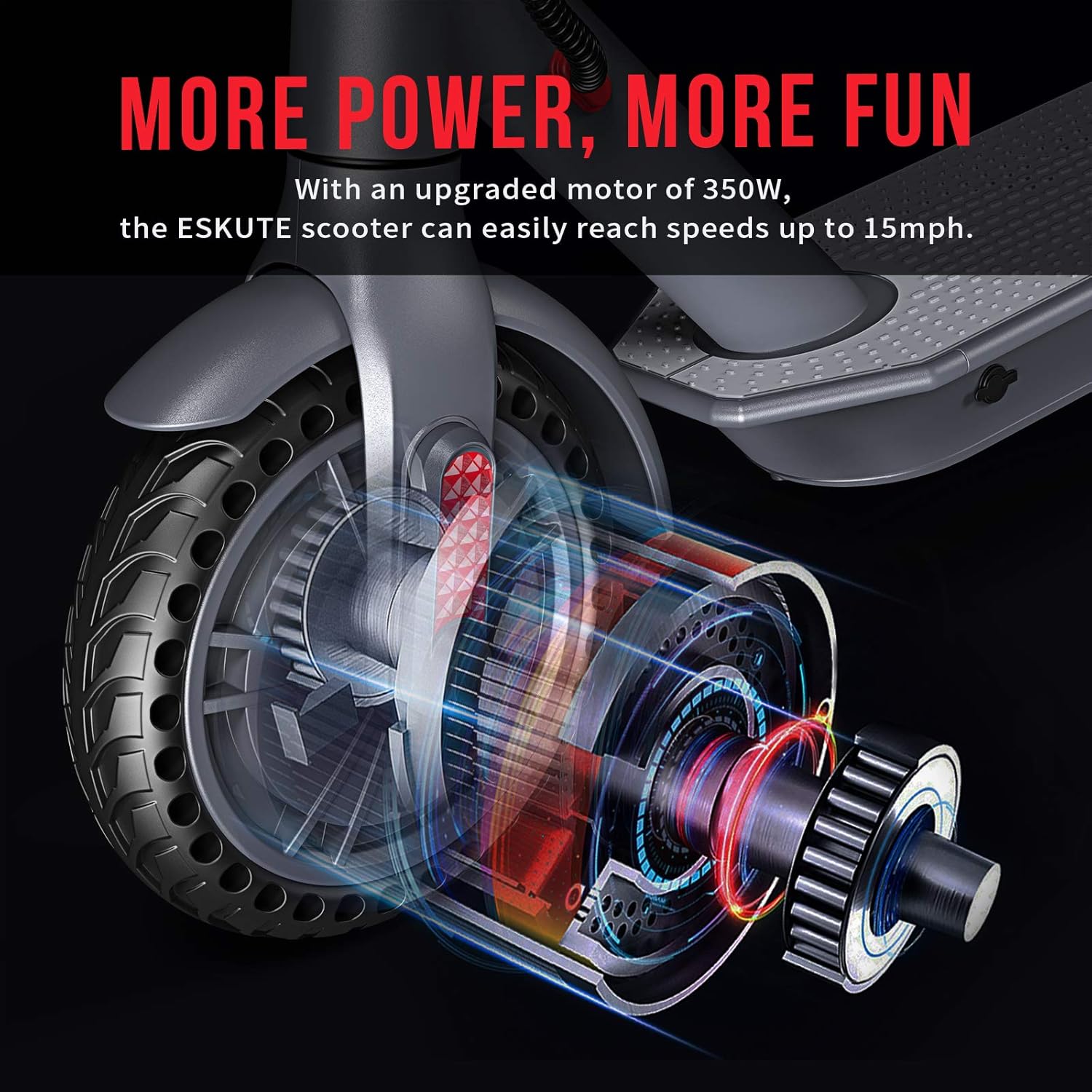 Limited ESKUTE APP Electric Scooter,Up to 18.6 Miles & 15MPH,8.5 Solid Tires,350W Motor Long-Range Battery,Electric Scooter for Adults Teens,Foldable & Portable Commuting Scooter with Double Braking System
