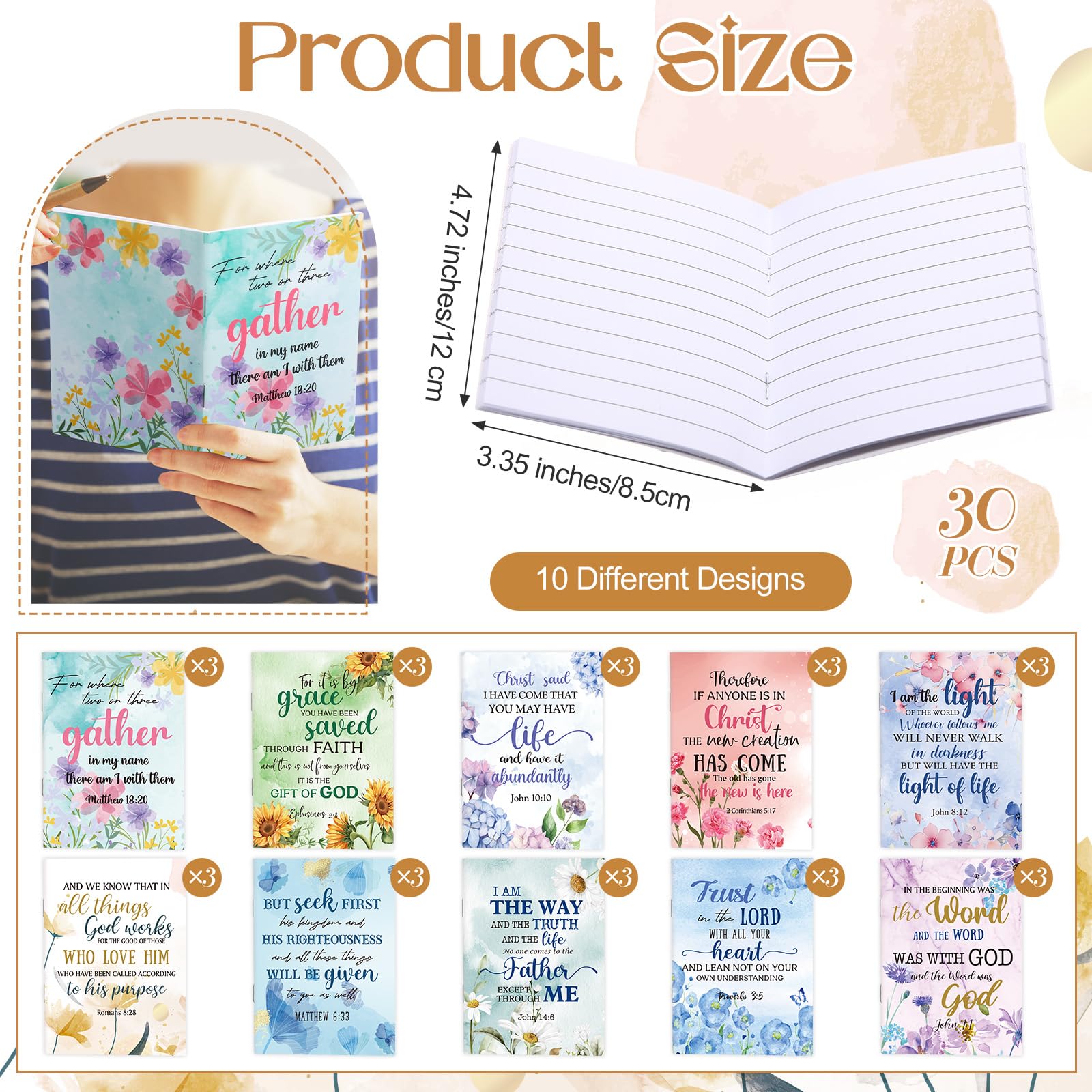 Kinlop Christliche Großpackung Geschenke für Frauen, Gebetstagebuch, kleiner Bibelvers, Notizbuch, religiöse, inspirierende Schrift, Zitate, Taschennotizblöcke für Weihnachten, Sonntag, Schule, Kirche