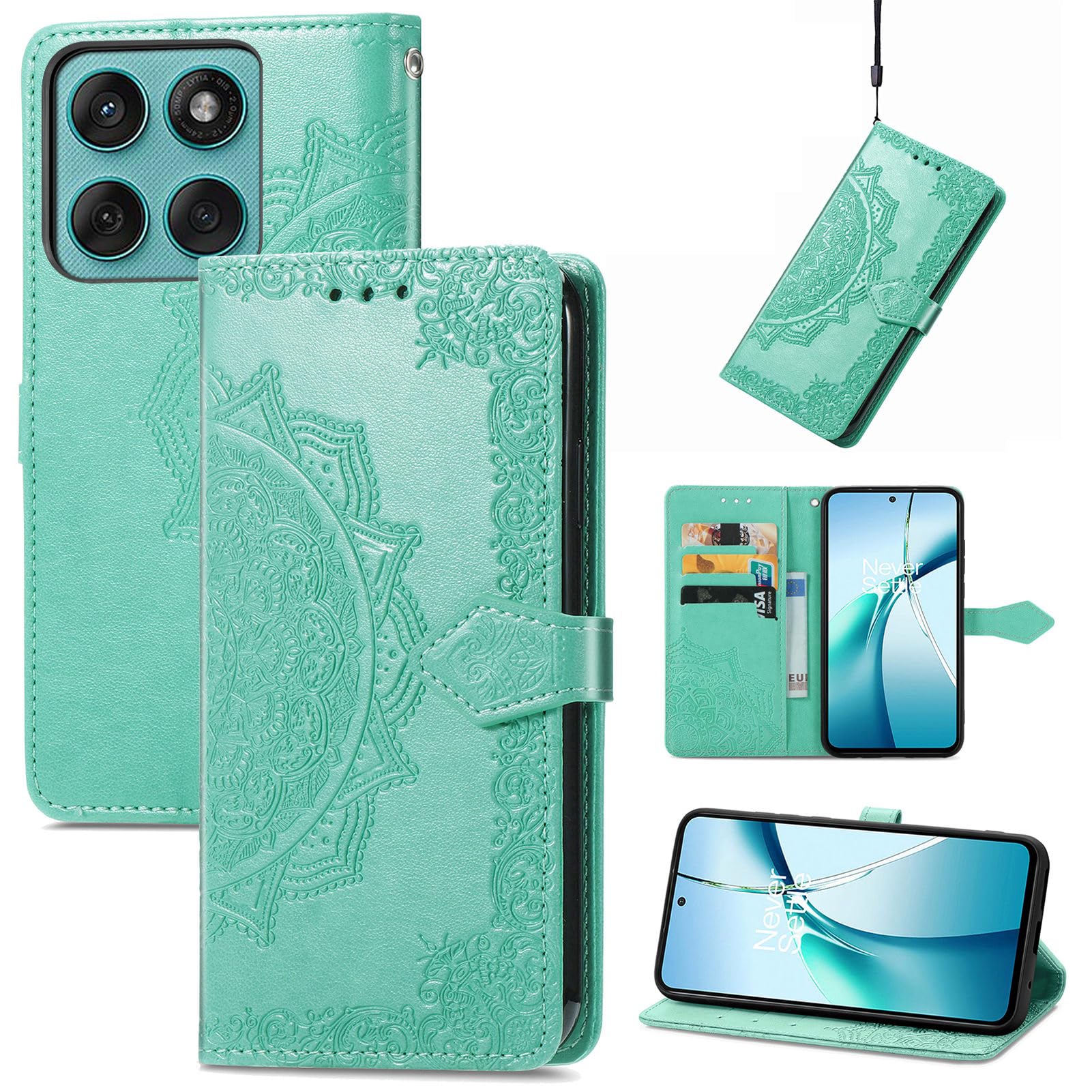 PEIYE Flip Cover per Motorola Edge 60 Fusion, Custodia Libro in PU Pelle Portafoglio, Case Antiurto Soft con Porta Carte e Chiusura Magnetica, Funzione Stand, (Nero