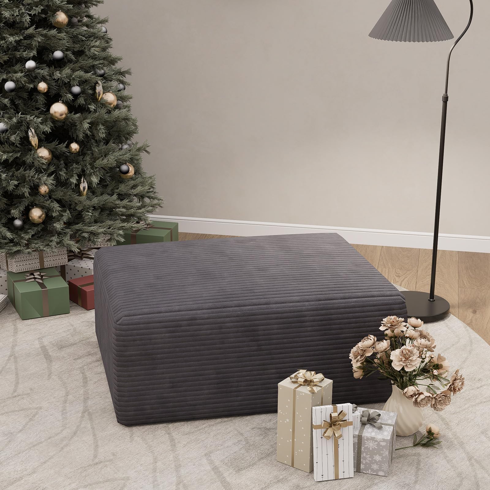 - Modular Sectional Sofa, Compressed Modular Couch, Convertible Combination L-Shaped Sofa Set, Modular Upholstered Sofa for Living Room, Apartment, Small Space, Bedroom (Gray, Ottoman)