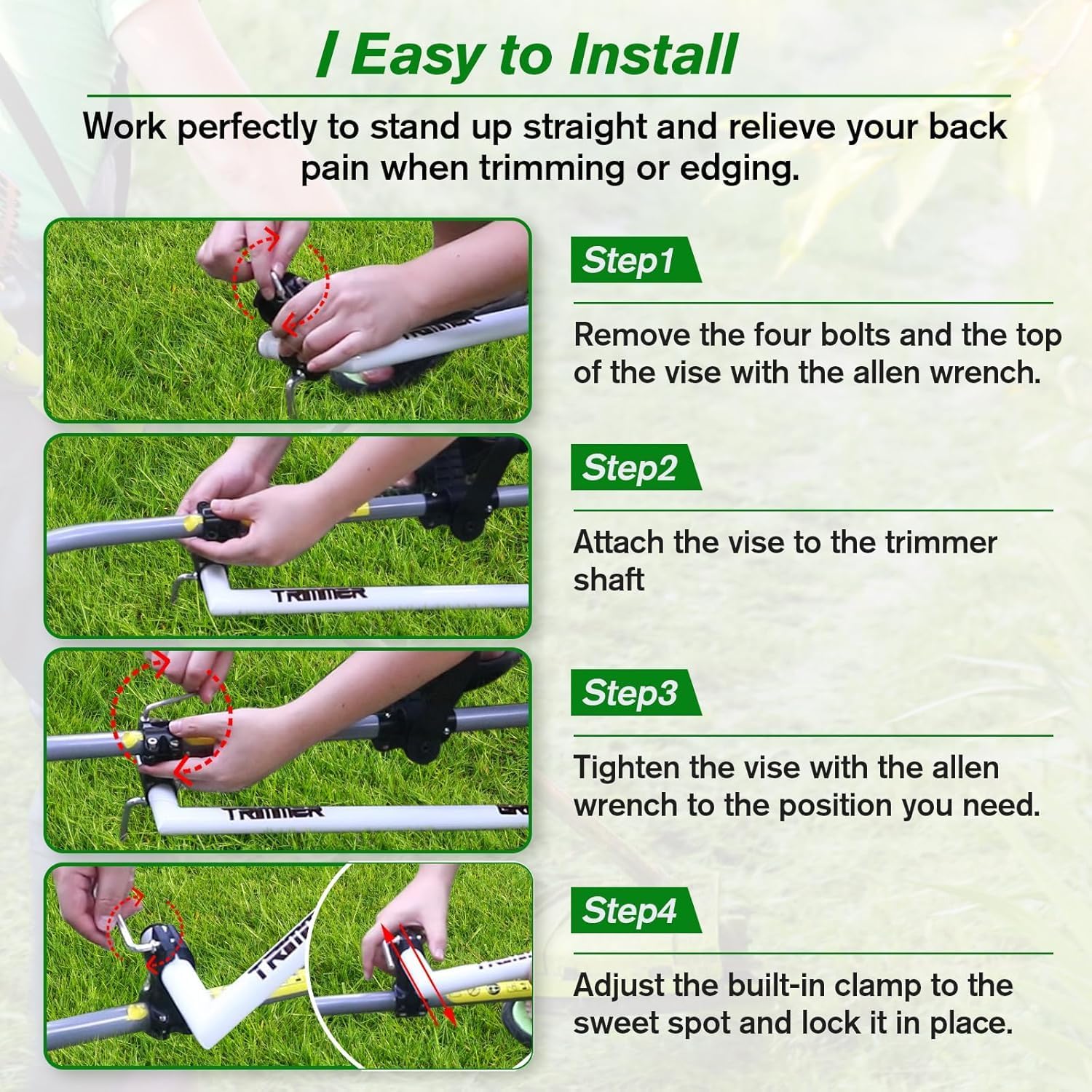 Weedeater Handle, Ergonomic Weed Eater Handle Extension for Trimmer Back Saver for Lawn Care and Landscaping-17.7IN
