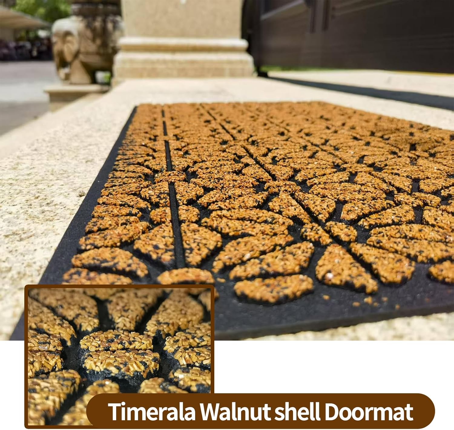 Walnut Shell Doormat, Luxurious Natural Walnut Shell Premium Doormat, All-Weather Non-Slip Outdoor Carpet, eco-Friendly Welcome mat, Size 43×74 cm, Natural Rubber Bottom Surface