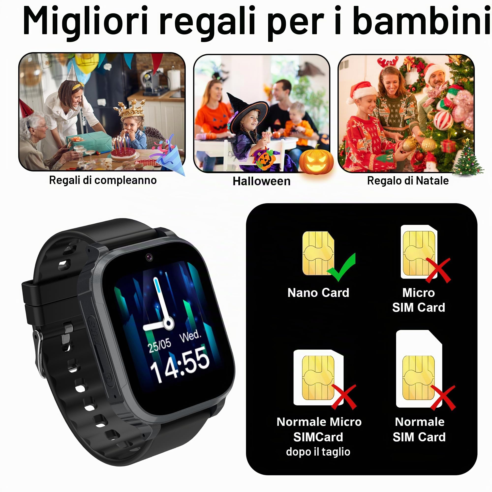 4G Smartwatch Bambini con GPS Telefono Videotelefono Chiamate SOS | Orologio Smartwatch Bambini GPS per Ragazzo e Ragazza, IP68 Impermeabile Orologio Bambino Videotelefono Cellulare Chat Regalo