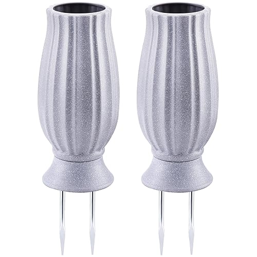 2 Set Cemetery Vase for Grave-Grave Vase with Metal Spike-Headstones