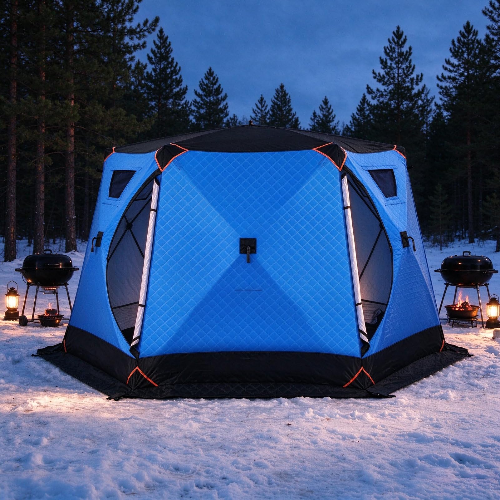 Ocieplony Namiot Do WęDkowania Pod Lodem Dla 6–12 OsóB Blue