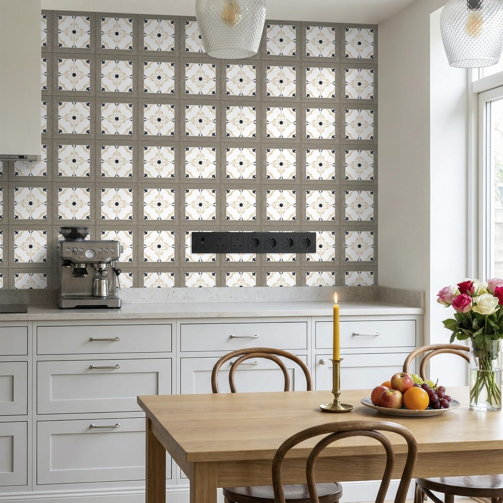 Rmjcxys Grey Wood Morocco Stick On Tiles Kitchen Tile Stickers Waterproof Vinyl Decals Self Adhesive Stick On Bathroom Tiles Backsplash Decorative Tile Covers 30X30 Cm/ 10 Pcs