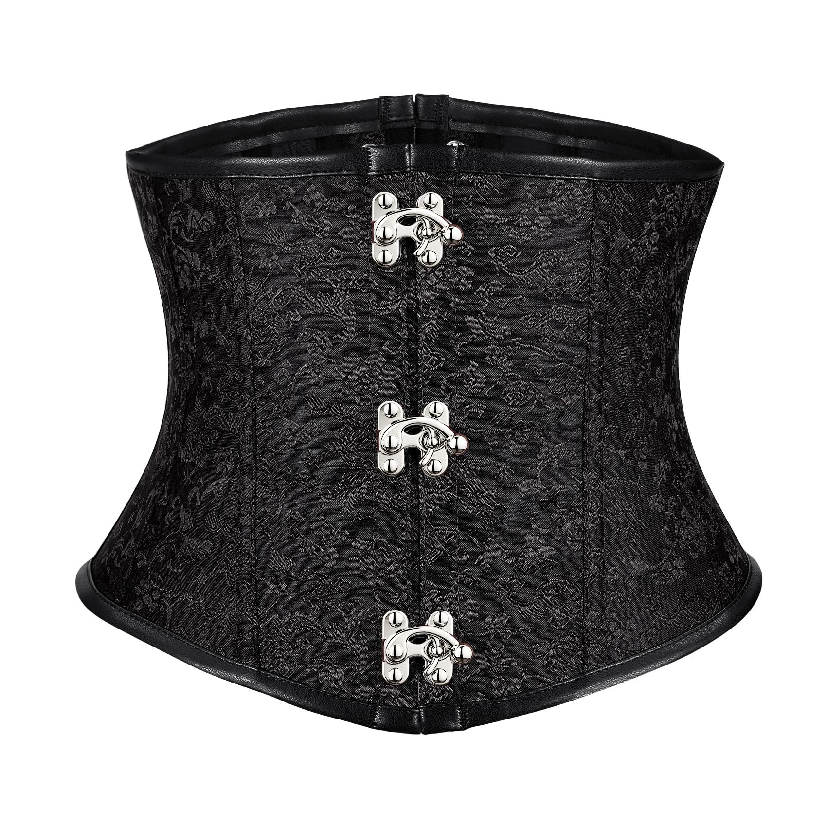 JASGOOD Womens Black Brown Underbust Corset Belt Lace-Up Boned Waist Corset Fashion Bustier for Halloween