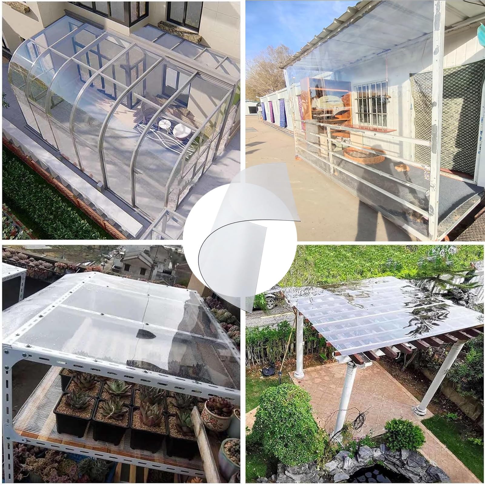 Láminas de Policarbonato Planchas Impermeable Transparente Panel de Techo de Plástico, Protección UV, para Invernadero, Marquesina, Cochera(60x200cm)