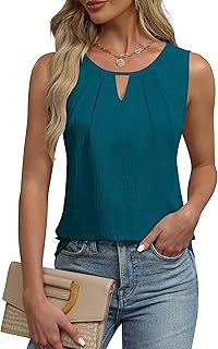 Camisetas Mujer sin Mangas Cuello en V Top Mujer Verano Sexy Blusa Elegante Color Sólido Tank Tops