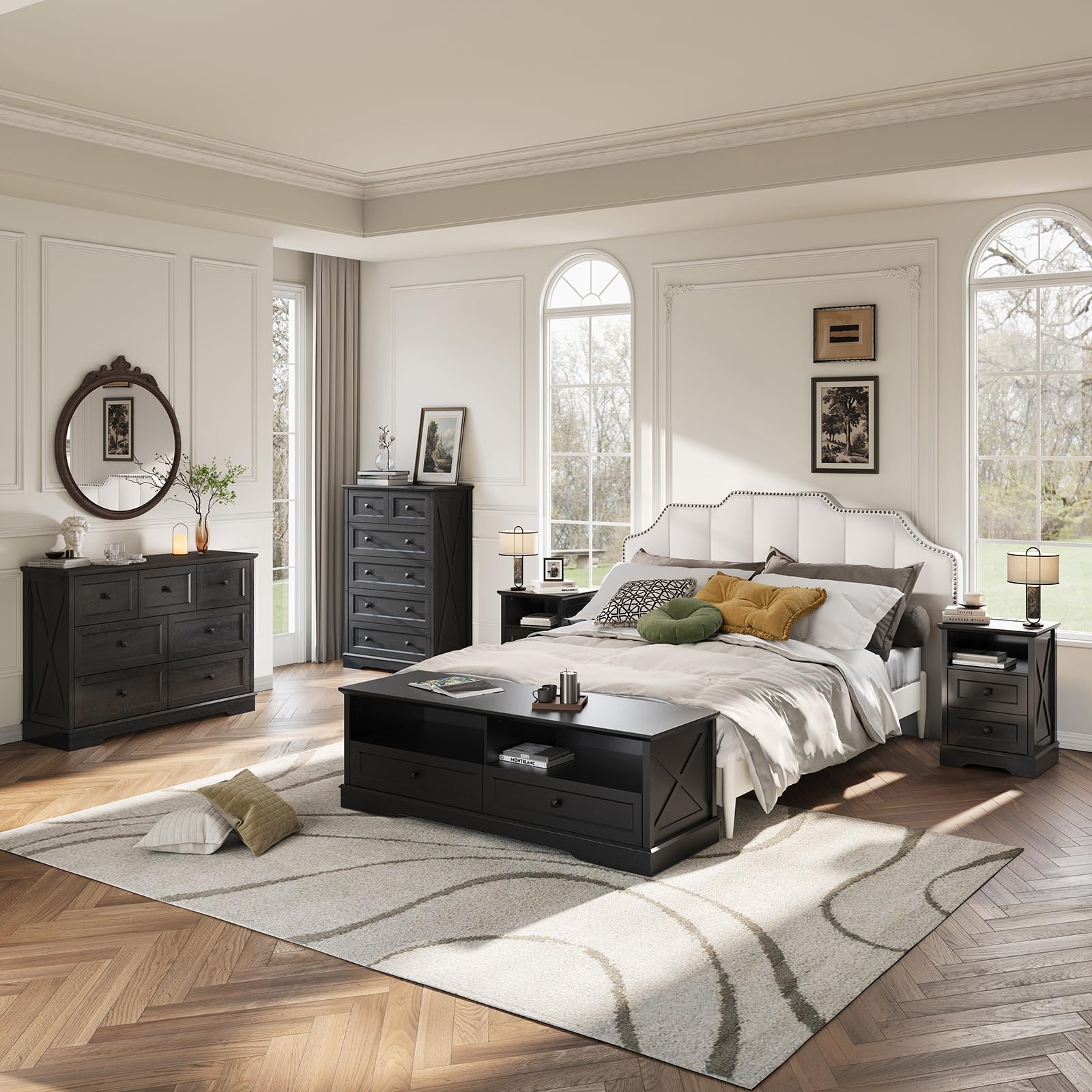 black modern farmhouse dresser Liberty Furniture Americana Farmhouse Black/Dusty Taupe Dresser