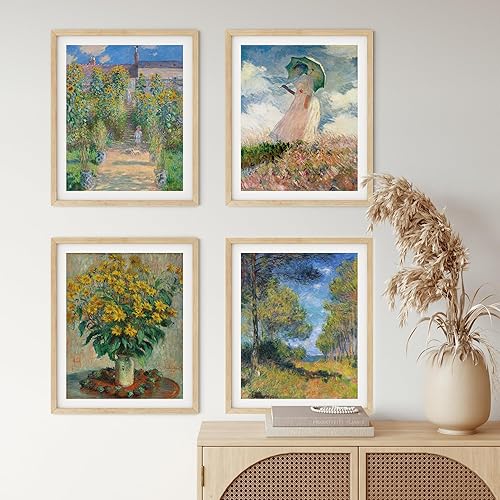 Miniatura 3 de Claude Monet - Juego de 4 pinturas artísticas famosas obras de arte de pared para dormitorio, póster de arte impresionista  Pósteres estéticos