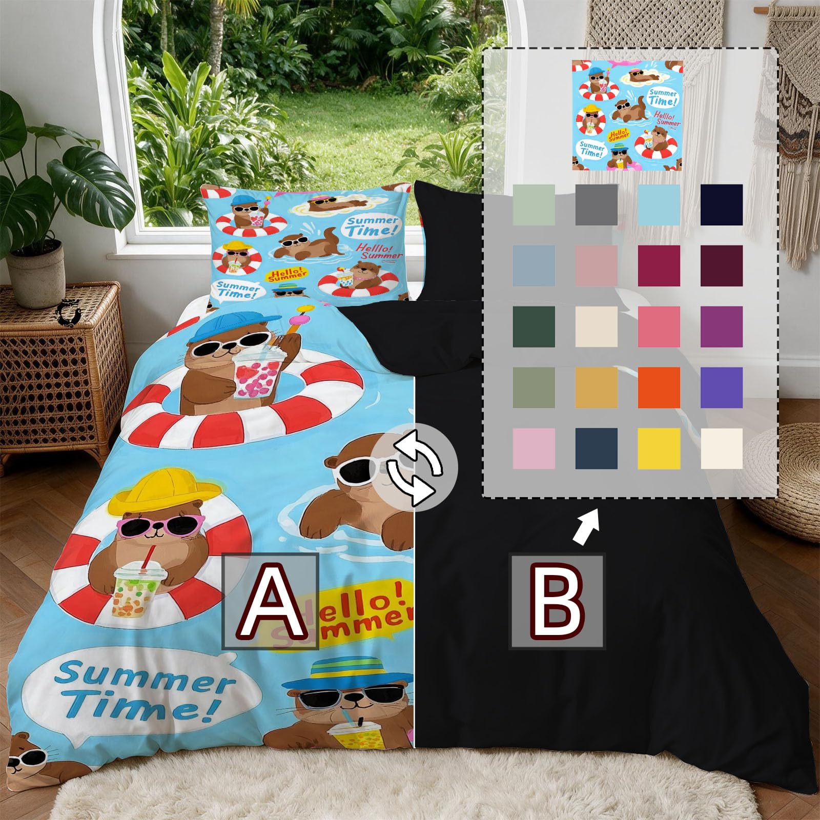 Bettwäsche 155x220 Sommerotter, Winter Weiche Mikrofaser 3D Kind Wendebettwäsche Set, Bettzeug mit 2 Kissenbezug, Bettwäsche Set Für Erwachsene