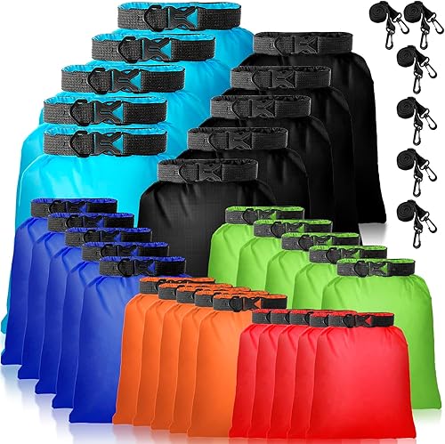 Riakrum 30 bolsas secas impermeables, ligeras, impermeables, con parte superior enrollable, sacos herméticos para exteriores con 6 correas de hombro