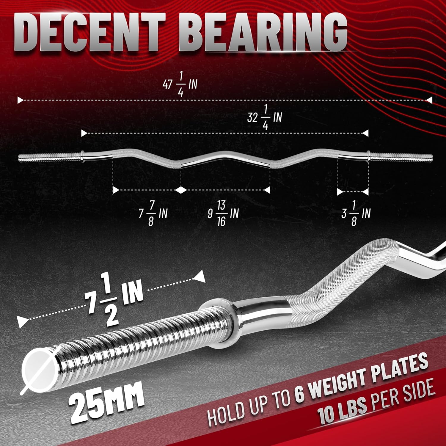 yes4all standard straight barbell 60" & ez curl bar 47", capacity 200 to 480 lb, weight bar 1" to 2" diameter - star lock collars, rubber ring, barbell spins included for deadlifts & squats c. 1" curl bar - chrome b. curl bar 1"
