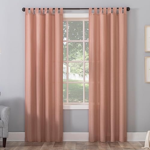 No. 918 Trevor - Juego de 2 paneles de cortinas semitransparentes con textura de lino jaspeado, 40 x 84 pulgadas, rosa agua de rosa