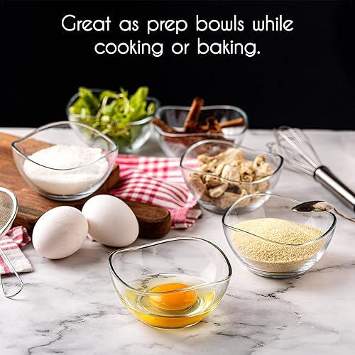 Miniatura 5 de Volarium CRYSTALIA - Tazones pequeños de vidrio para preparación de cocina, modernos platos redondos para servir postres, ensaladas, frutas, pudín,