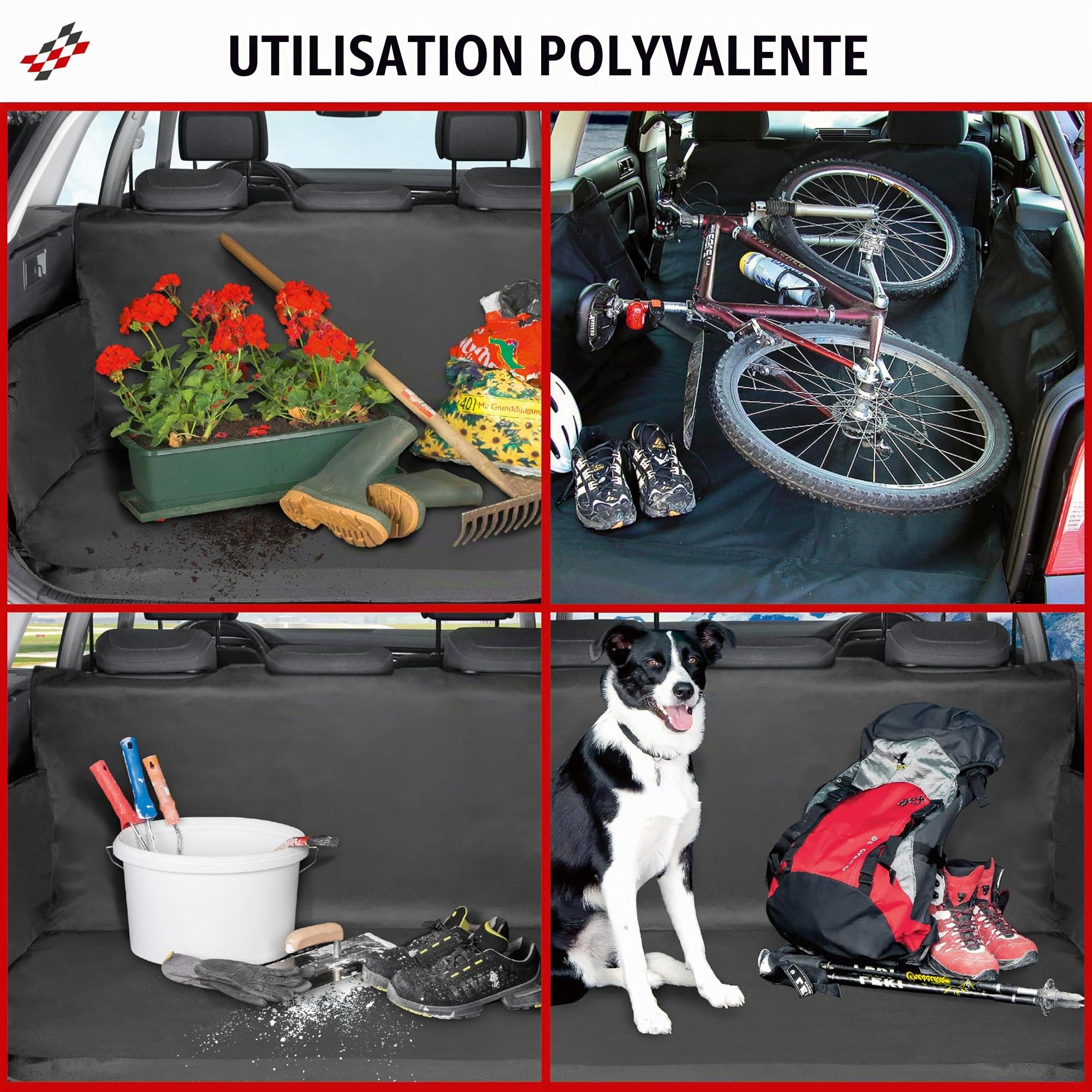 WALSER Couverture de coffre César, tapis de coffre avec protection latérale, couverture de voiture pour chiens,