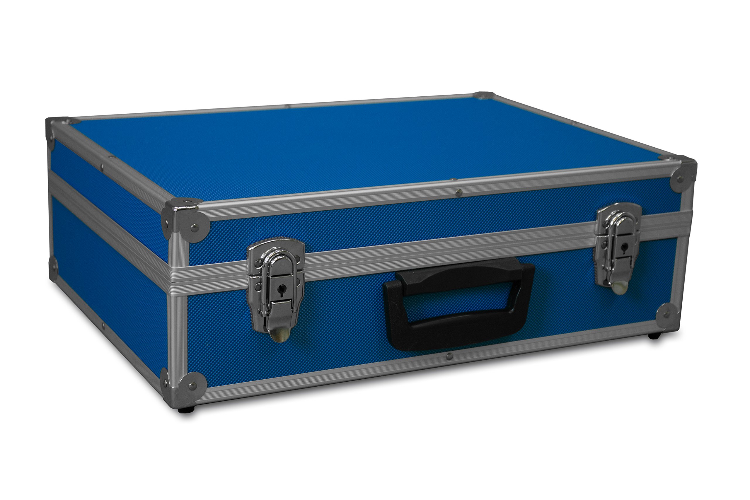 Walizka transportowa z aluminiową ramą na narzędzia, aparat, przyrządy pomiarowe, wyściółka piankowa, obciążenie 10 kg, 440 x 300 x 130 mm, niebieski, 440x300x130mm