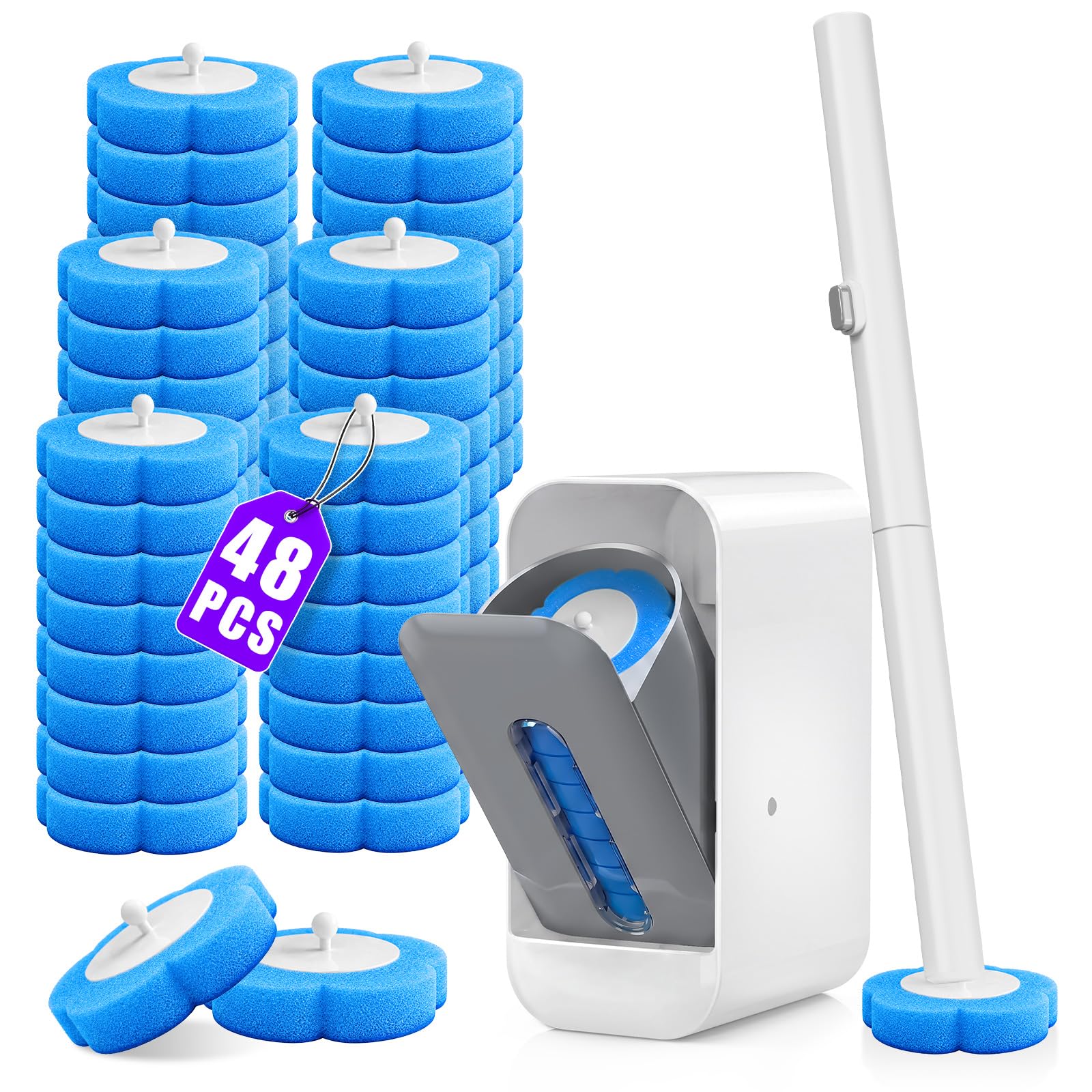 Disposable Toilet Brush-48 Refills-Touch-Free Toilet Cleaner Wand