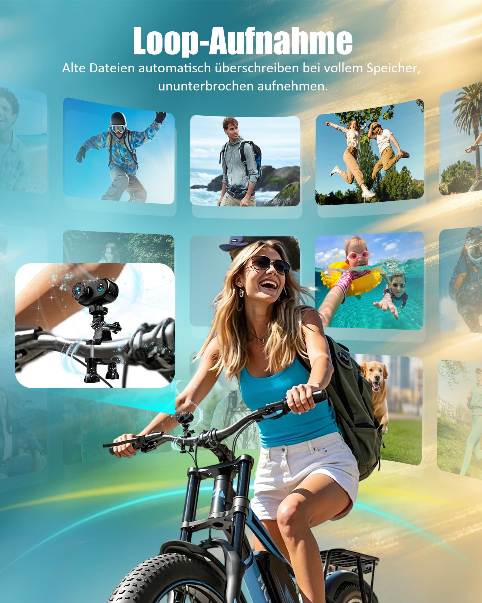 Mini Action Cam 4K, 1,47 Zoll Display Vlog Kamera mit WLAN | BodyCam Körperkamera, 140° Weitwinkel Motorrad Kamera, Helmkamera, Magnetische Vlogging Kamera für Radfahren, Haustiere