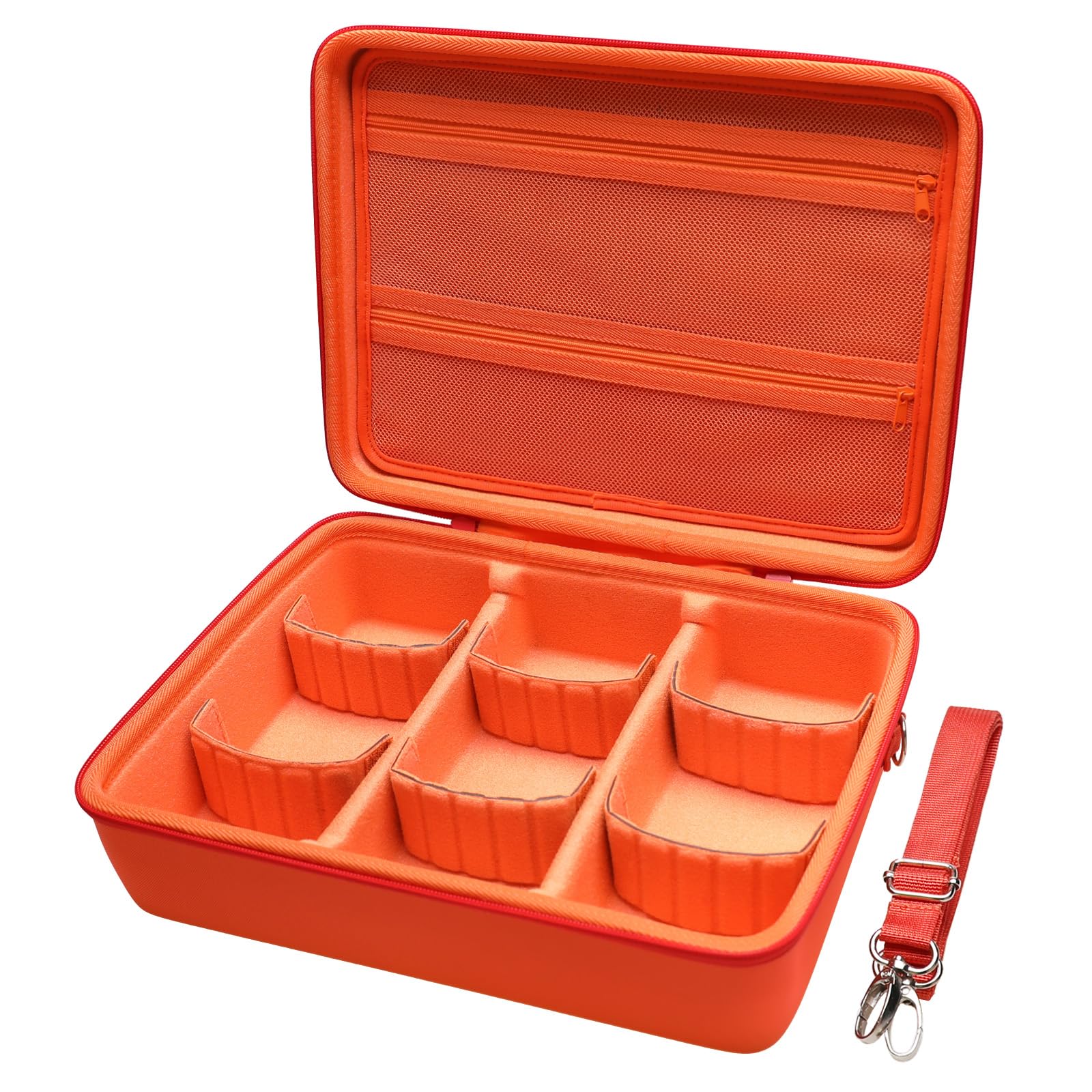 L LTGEM Card Game Case Compatible with Cards Against Humanity/Magic the Gathering/UNO/Pokemen/Baseball/Football Cards 3000+, Trading Card Storage Box with 6 Dividers and Shoulder Strap, Orange