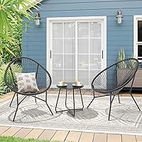 Vista 6 de ONBRILL Juego de 3 piezas para patio, sillas Acapulco para exteriores con mesa auxiliar, muebles de ratán PE para todo tipo de clima, para balcón