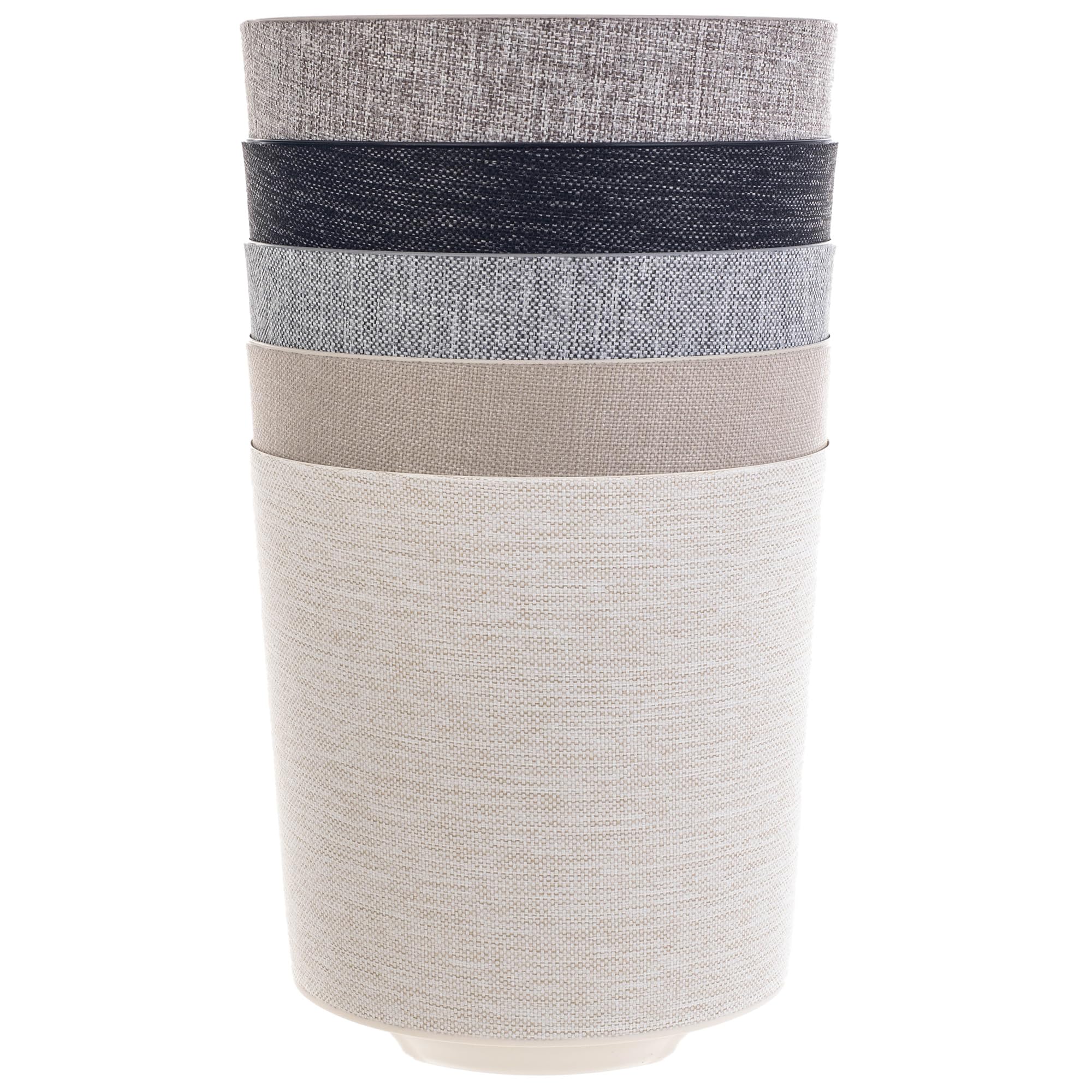 KADAX Dekorativer Übertopf, Runder Pflanztopf, Blumentopf aus Kunststoff, Pflanzentopf für Anbau von Pflanzen, Kräutertopf für Innen und Außenbereich (Braune Melange, 30cm)