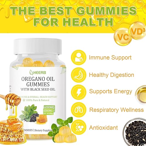 Miniatura 8 de Aceite de orégano de 6000 mg con aceite de semilla negra, aceite de orégano orgánico con carvacrol concentrado y timoquinona para apoyo