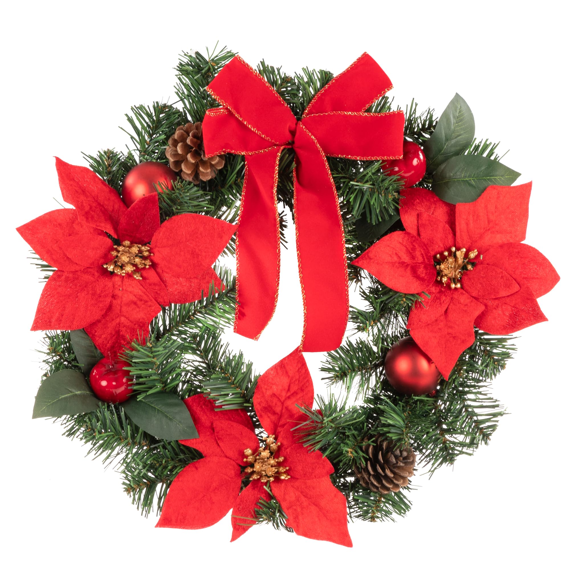Idena 31904 Christmas Wreath Approx. 40 cm, Advent Wreath with Red Decoration, Christmas Decoration for Indoor Use