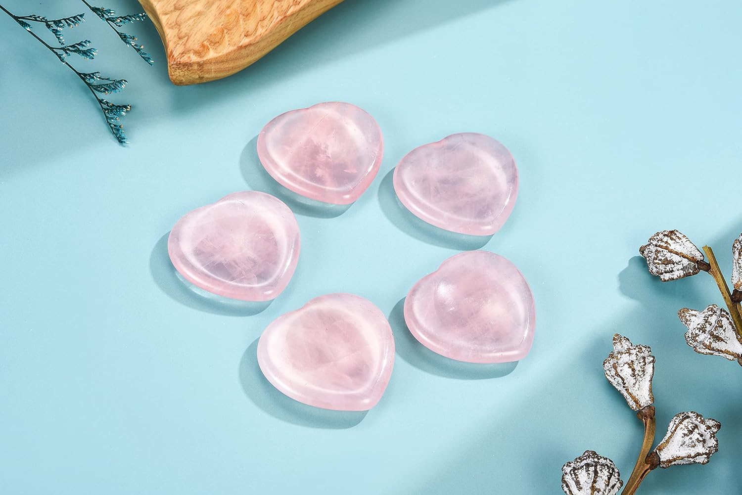 CrystalTears Rose Quartz Crystal Worry Stone Heart Shape Healing Crystals Thumb Worry Stone Polished Pocket Palm Stone for Anxiety Stress Relief Meditation Reiki Healing - Image 4