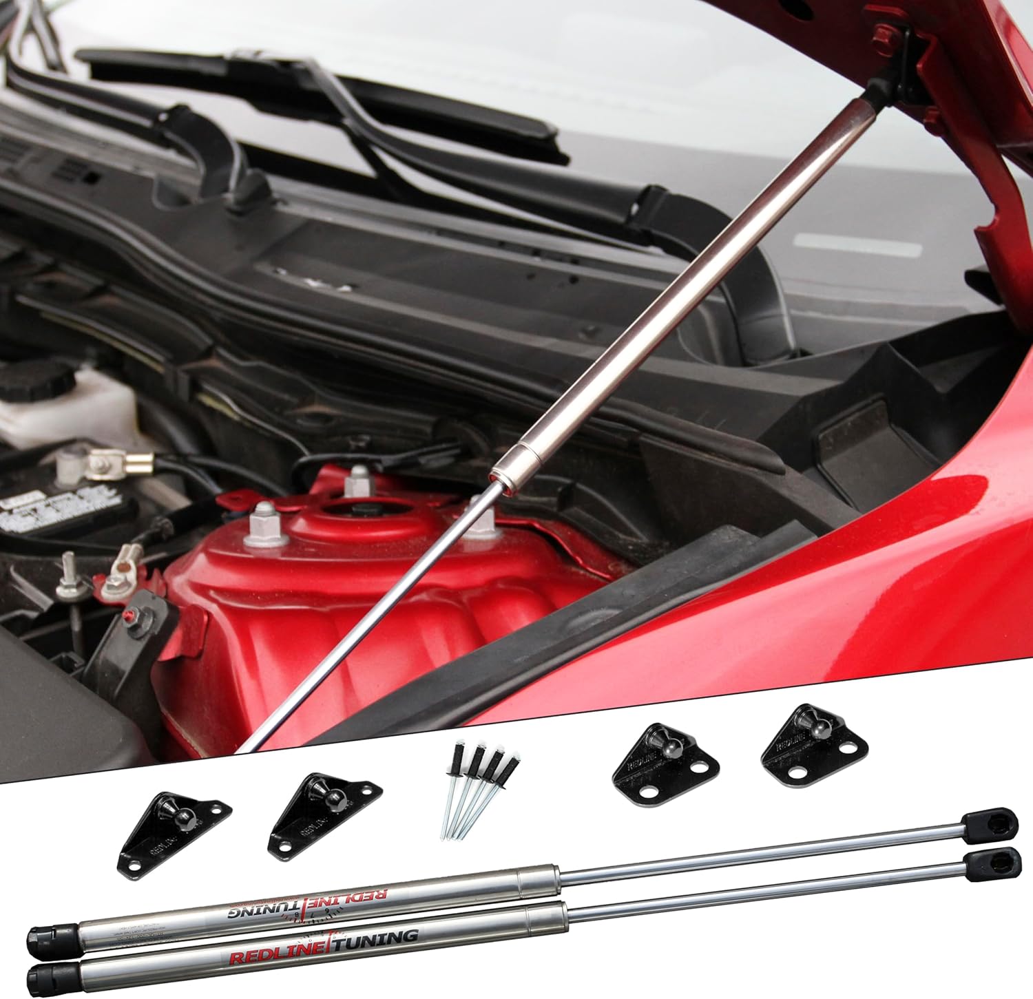 Redline Tuning 21-26011-03 Hood Quicklift Elite System Compatible with Mazda Mazda3 2014-2018 (Stainless Steel Struts)