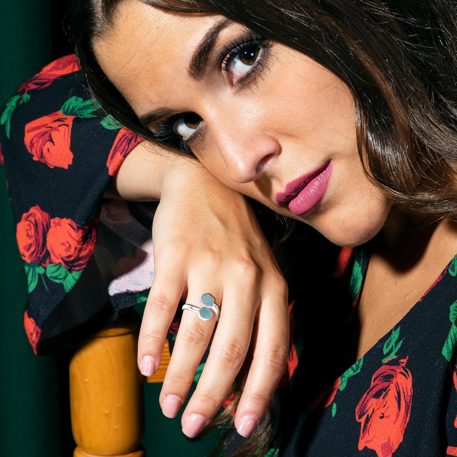 Natural Raw/Rough Aquamarine 2 Stone Size Adjustable Stackable Twister Ring for Women in Sterling Silver, March Birthstone Jewelry Gifts for Her (Bezel-Set)