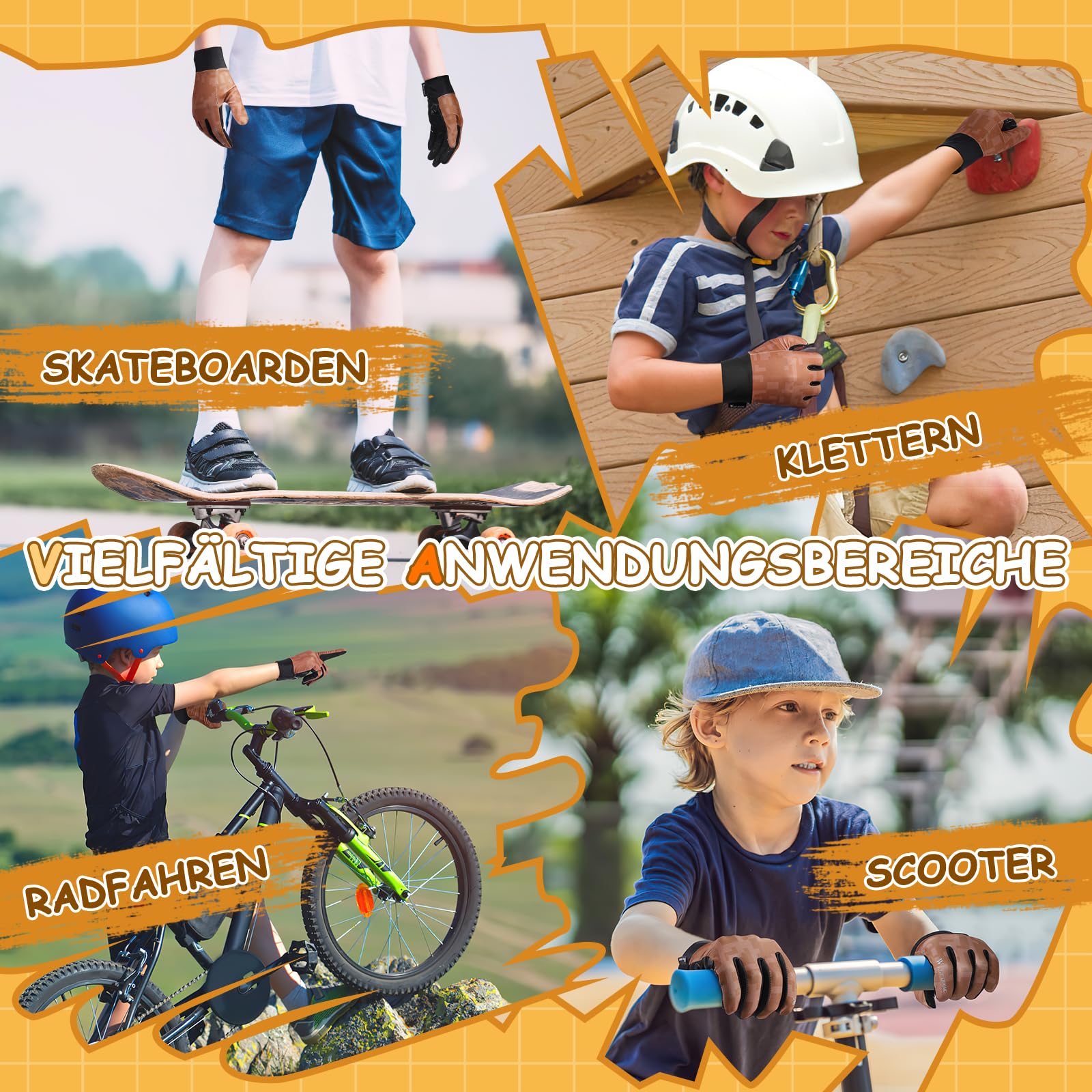 West Biking Rękawiczki rowerowe dziecięce, oddychające, do jazdy konnej, antypoślizgowe, rękawice MTB, żelowe, rękawice wyścigowe, kamuflaż, dla chłopców i dziewczynek, 4-12 lat