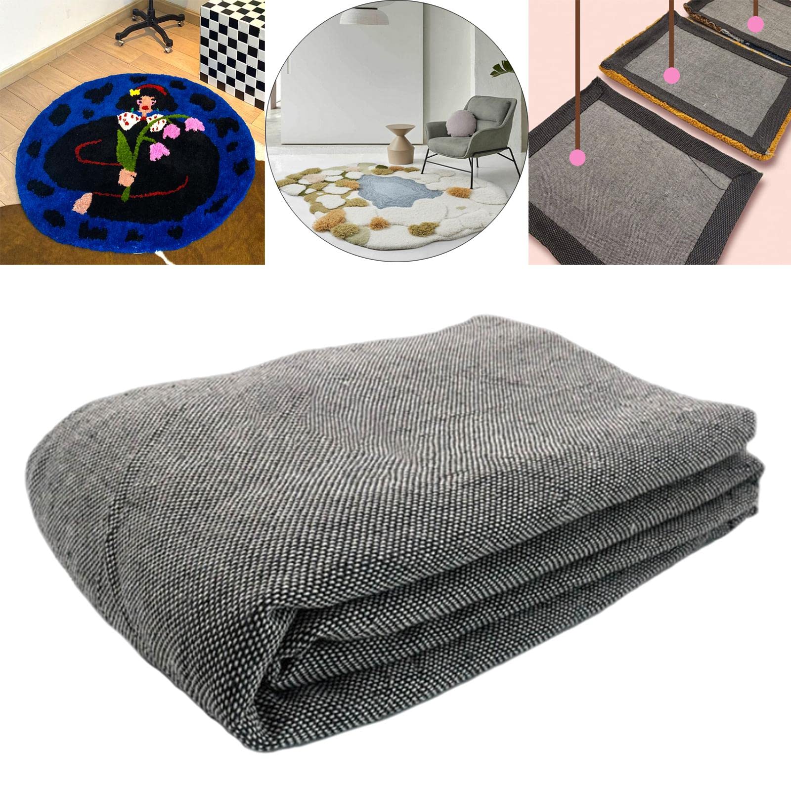 Sharplace rutschfest Teppich-Unterlage Tufting Tuch Unterstoff 1 x 5M, Tufting-Stoff für Teppiche, Filzstoff, Final Backing Cloth Rug Fabric Woven Tool, Teppichunterlage, Rückseite Stoff DIY, Grau