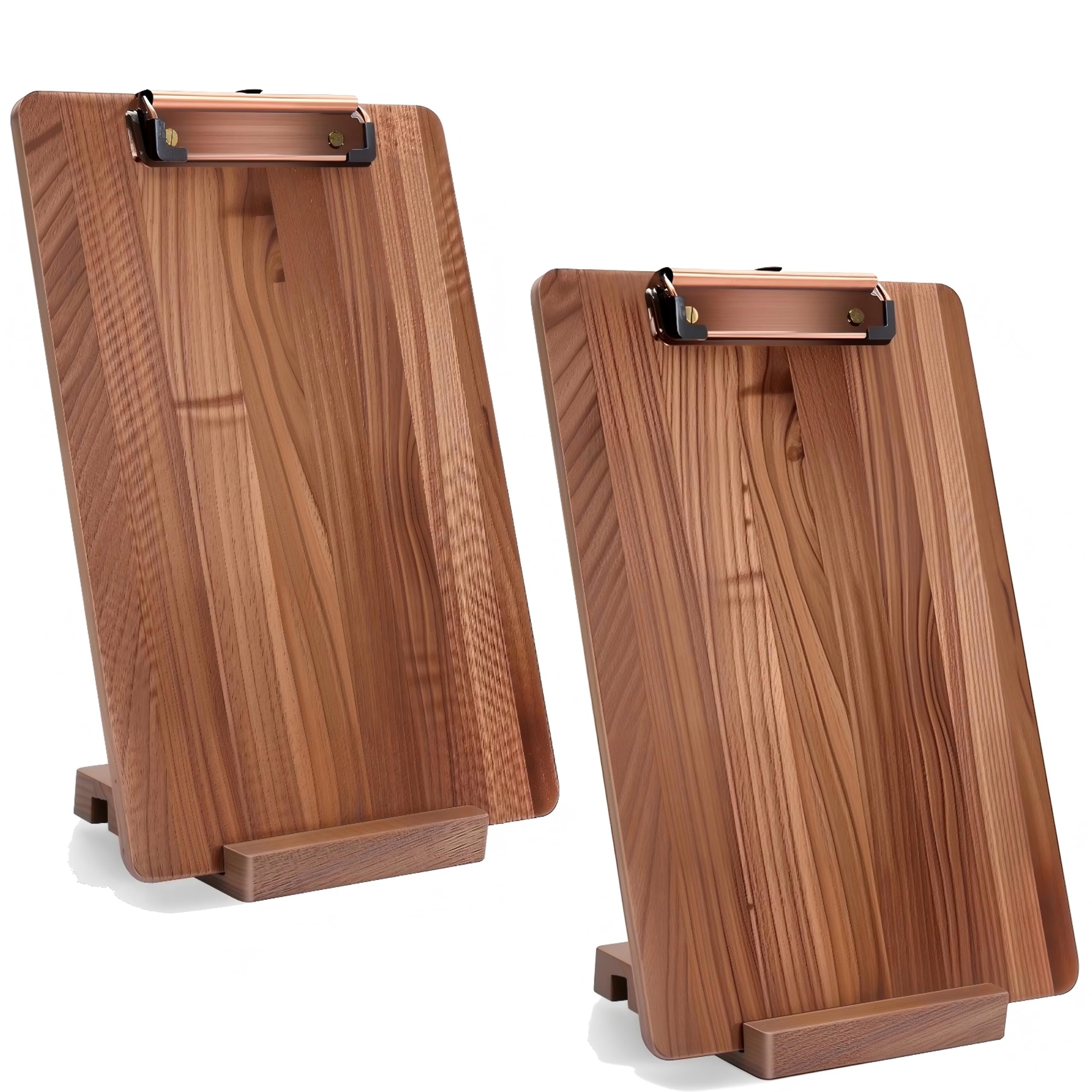 Confezione da 2 tavolette portablocco in legno di noce, 32 x 22,1 cm, con base stabile, in legno massiccio, supporto per bar, corsi di formazione, caffetterie, forniture per ufficio