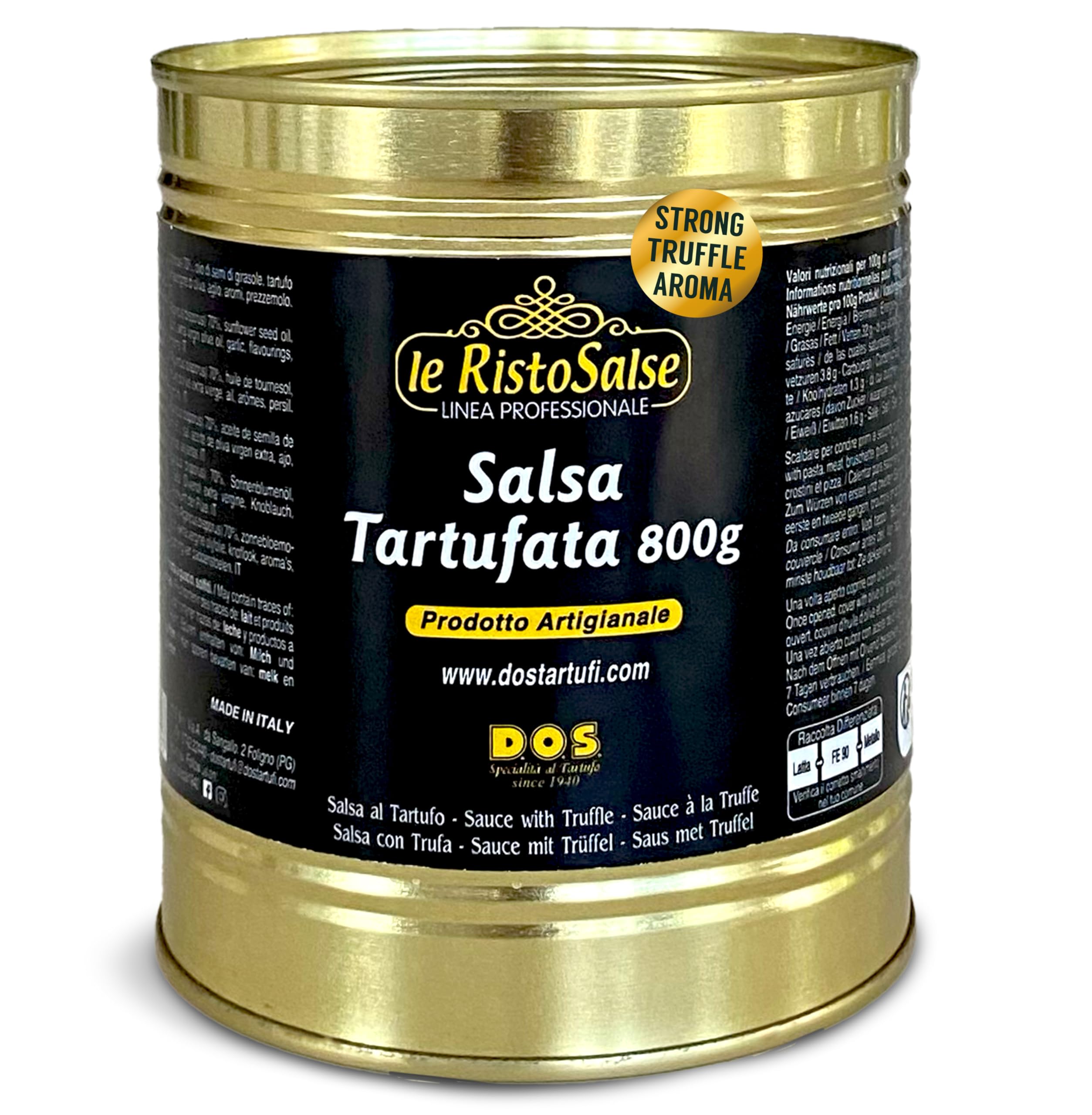 Salsa de Trufa Profesional 800 g Sabor Intenso | Formato Restaurante | Producto con Trufa | Sin Gluten | Producto Artesanal Profesional de Umbría | D.O.S Tartufi