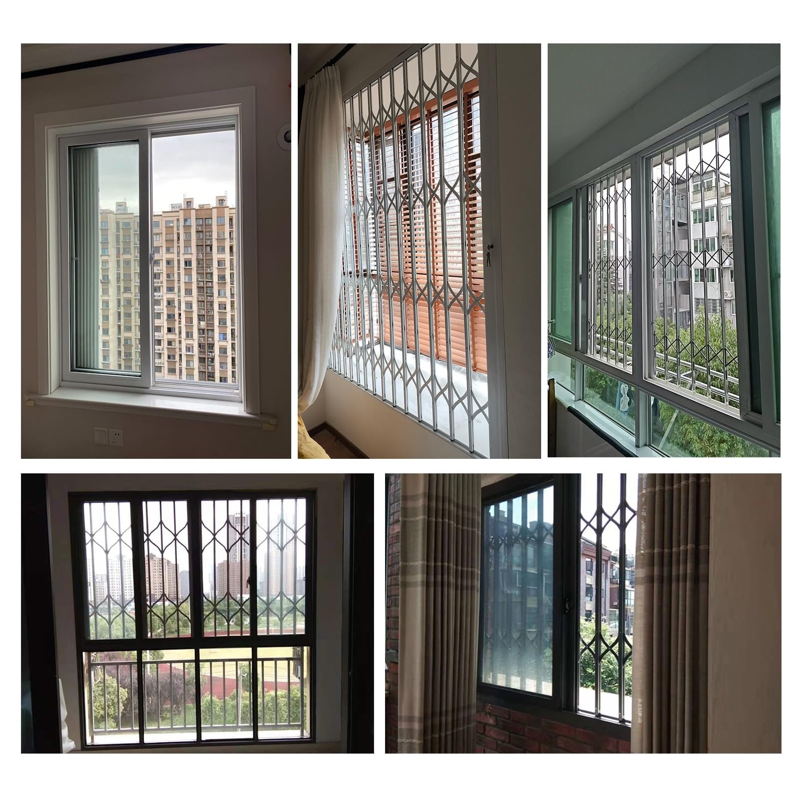 Protector telescópico de aluminio para ventana, barrera de seguridad plegable para niños, rejilla antirrobo antirrobo para ventana (120 x 150 cm), esencial para la seguridad infantil