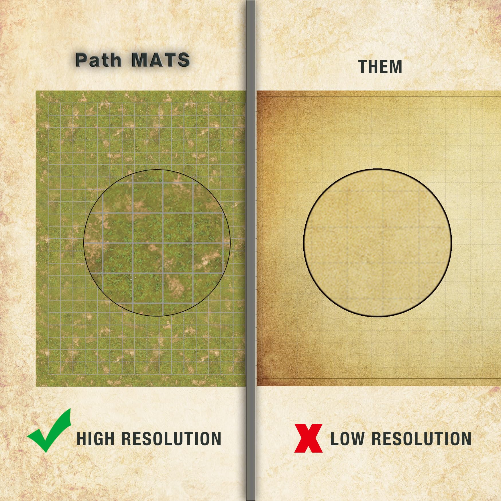 Path Gaming Dwustronna mata do gier Battle Grid 81 x 61 cm 3 maty 6 terenów