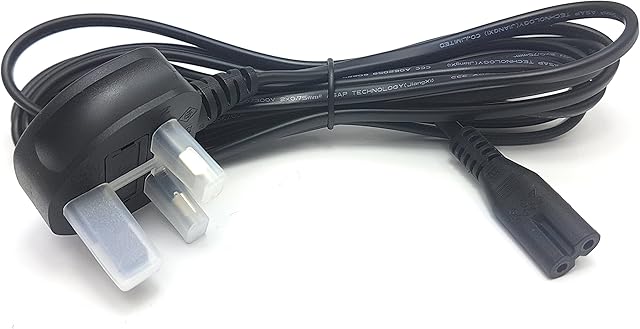 MainCore 3m Long UK 3pin Mains Figure 8 (Fig 8) IEC C7 Plug Cord Cable (Available in 1m, 1.8m, 3m, 5m, 10m) (3m)